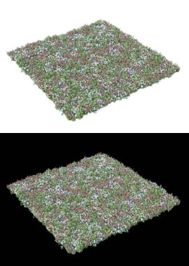 Dağ çim tarlası afişler için siyah ve beyaz arka planda izole edilmiş. 3d görüntüleme - illüstrasyon