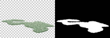 Arka planda maskeyle izole edilmiş yeşillik adası. 3d görüntüleme - illüstrasyon