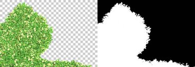 Çimen ve çiçek adası arka planda maskeyle izole edilmiş. 3d görüntüleme - illüstrasyon