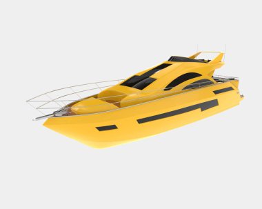 Arka planda izole edilmiş lüks bir yat. 3d görüntüleme - illüstrasyon