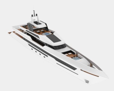 Mega yat arka planda izole edildi. 3d görüntüleme - illüstrasyon