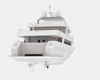 Arka planda izole edilmiş lüks süper yat. 3d görüntüleme - illüstrasyon