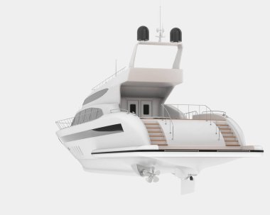 Arka planda izole edilmiş lüks bir yat. 3d görüntüleme - illüstrasyon