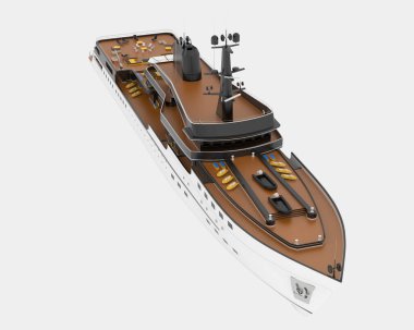 Mega yat arka planda izole edildi. 3d görüntüleme - illüstrasyon