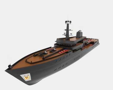 Mega yat arka planda izole edildi. 3d görüntüleme - illüstrasyon