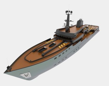 Mega yat arka planda izole edildi. 3d görüntüleme - illüstrasyon