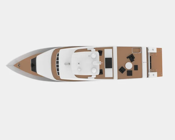 Luksusowy Super Jacht Odizolowany Tle Renderowanie Ilustracja — Zdjęcie stockowe