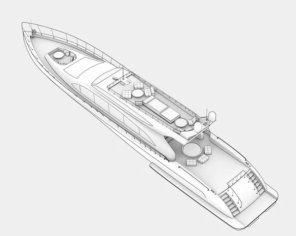 Luksusowy Jacht Odizolowany Tle Renderowanie Ilustracja — Zdjęcie stockowe