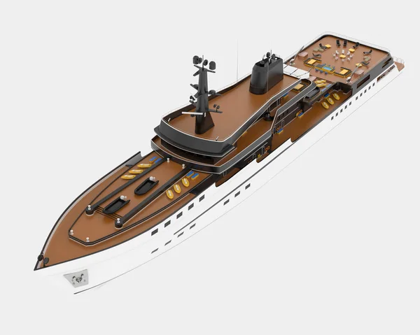 Mega Yacht Isolé Sur Fond Rendu Illustration — Photo