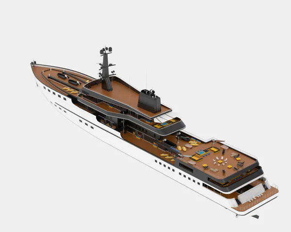 Mega Jacht Elkülönítve Háttérben Renderelés Illusztráció — Stock Fotó