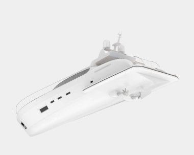 Arka planda süper yat izole edilmiş. 3d görüntüleme - illüstrasyon