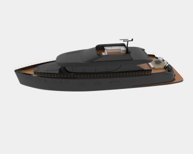 Arka planda süper yat izole edilmiş. 3d görüntüleme - illüstrasyon
