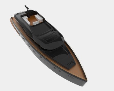 Arka planda süper yat izole edilmiş. 3d görüntüleme - illüstrasyon