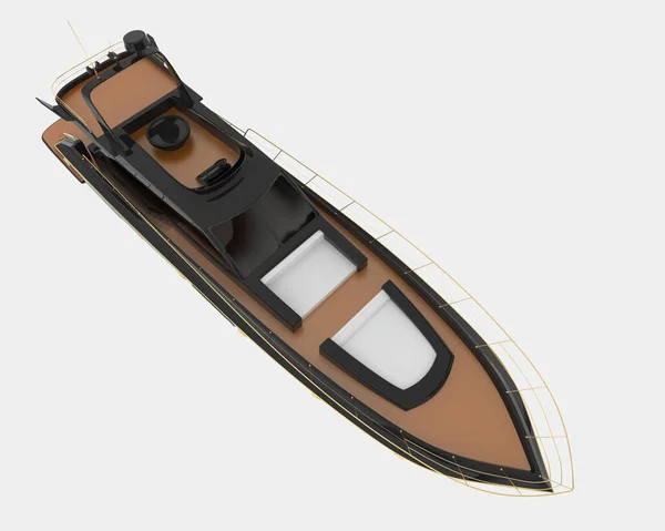 背景に隔離された豪華なヨット 3Dレンダリング イラスト — ストック写真