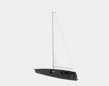 Yelkenli arka planda izole edildi. 3d görüntüleme - illüstrasyon