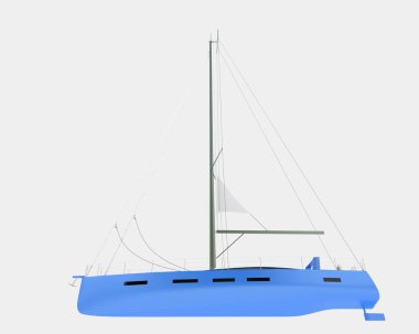 Yelkenli arka planda izole edildi. 3d görüntüleme - illüstrasyon