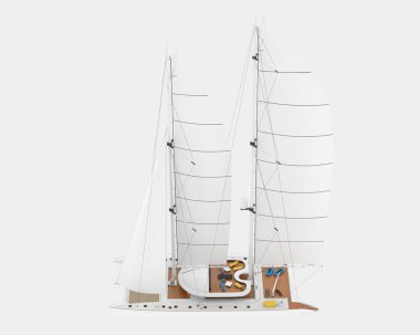 Yelkenli arka planda izole edildi. 3d görüntüleme - illüstrasyon