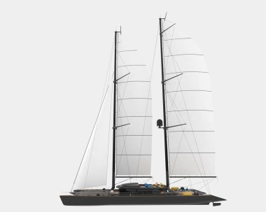Yelkenli arka planda izole edildi. 3d görüntüleme - illüstrasyon