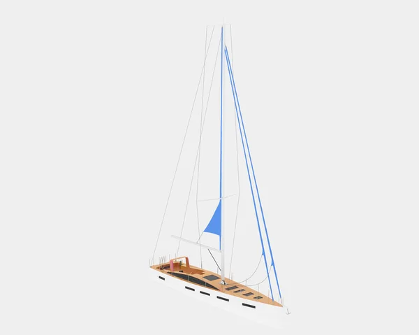 帆のボートを背景に隔離された 3Dレンダリング イラスト — ストック写真