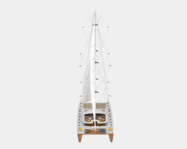 航行船在背风中与世隔绝 3D渲染 — 图库照片
