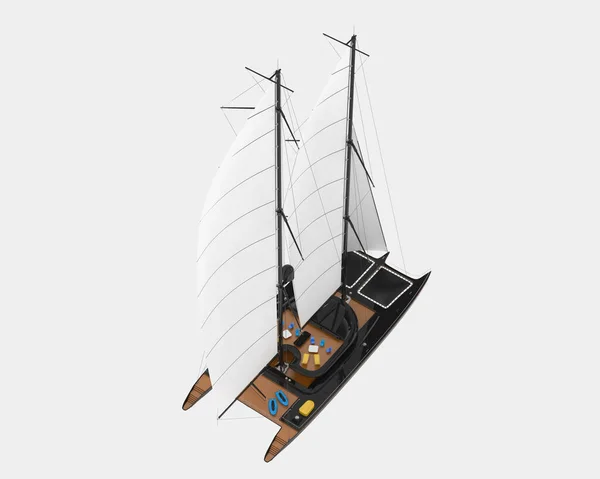 Вітрильний Човен Ізольований Фоні Візуалізація Ілюстрація — стокове фото