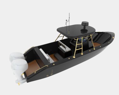 Arka planda izole edilmiş bir balıkçı teknesi. 3d görüntüleme - illüstrasyon