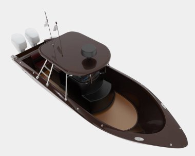 Arka planda izole edilmiş bir balıkçı teknesi. 3d görüntüleme - illüstrasyon