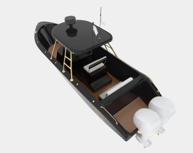 Arka planda izole edilmiş bir balıkçı teknesi. 3d görüntüleme - illüstrasyon
