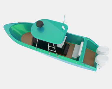 Arka planda izole edilmiş bir balıkçı teknesi. 3d görüntüleme - illüstrasyon