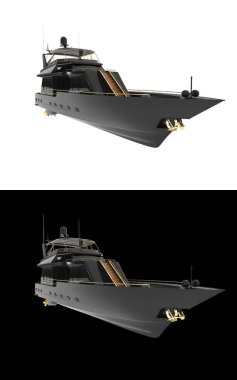 Mega yat afişler için siyah ve beyaz arka planda izole edilmiş. 3d görüntüleme - illüstrasyon