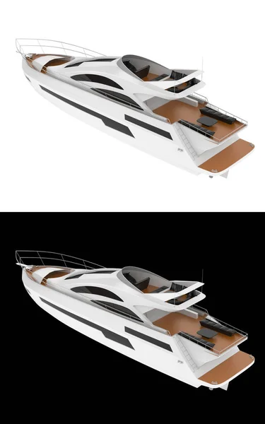 Luxury Yacht Isolated White Black Background Banners Rendering Illustration — Stock Photo, Image