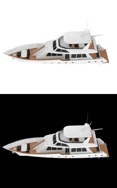 Mega Yacht Isolato Sfondo Bianco Nero Banner Rendering Illustrazione — Foto Stock