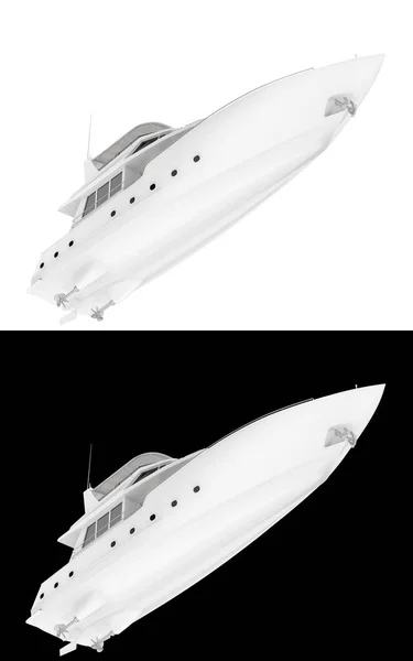 Mega Yacht Isolated White Black Background Banners Rendering Illustration — Stock Photo, Image