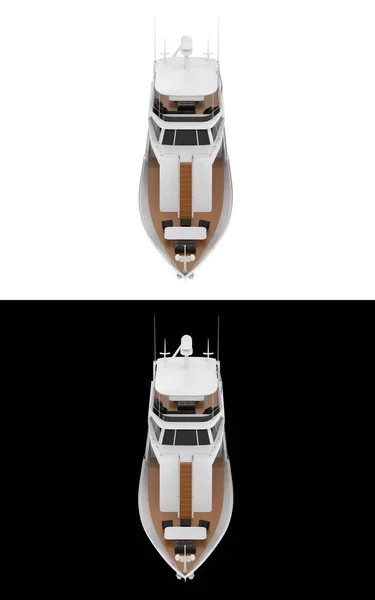バナーのための白と黒の背景に隔離されたメガヨット 3Dレンダリング イラスト — ストック写真