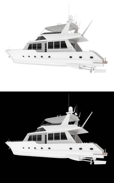 Mega Yacht Isolato Sfondo Bianco Nero Banner Rendering Illustrazione — Foto Stock