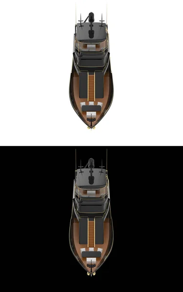 Mega Jacht Izolowany Białym Czarnym Tle Banerów Renderowanie Ilustracja — Zdjęcie stockowe