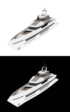 Mega yat afişler için siyah ve beyaz arka planda izole edilmiş. 3d görüntüleme - illüstrasyon