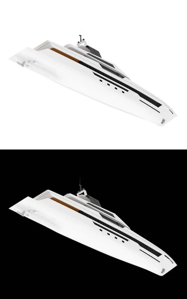 梅加游艇隔离在白色和黑色背景的横幅 3D渲染 — 图库照片