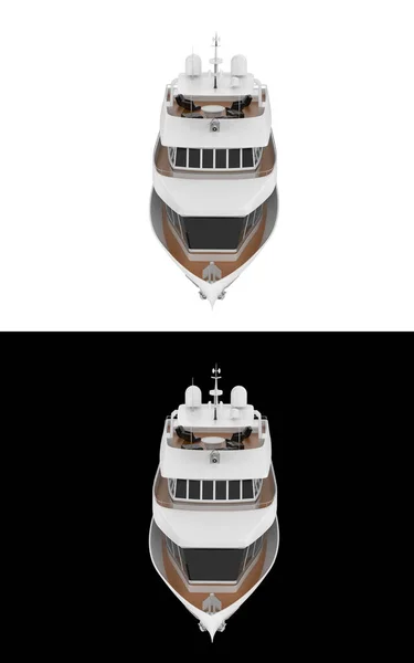 Розкішна Супер Яхта Ізольована Білому Чорному Тлі Банерів Візуалізація Ілюстрація — стокове фото