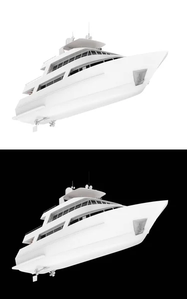 Luxury Super Yacht Isolated White Black Background Banners Rendering Illustration — Stock Photo, Image