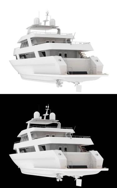 Super Yacht Luxe Isolé Sur Fond Blanc Noir Pour Bannières — Photo