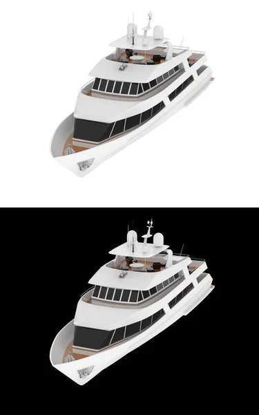 Розкішна Супер Яхта Ізольована Білому Чорному Тлі Банерів Візуалізація Ілюстрація — стокове фото