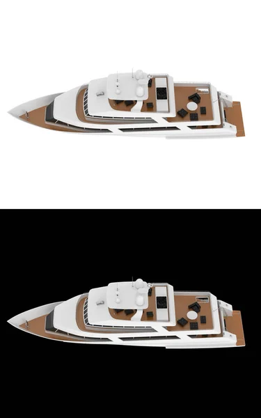 Luksusowy Super Jacht Odizolowany Białym Czarnym Tle Banery Renderowanie Ilustracja — Zdjęcie stockowe