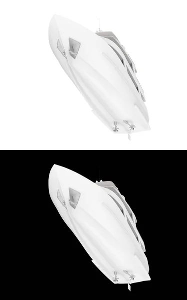 Luksusowy Super Jacht Odizolowany Białym Czarnym Tle Banery Renderowanie Ilustracja — Zdjęcie stockowe