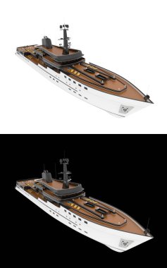 Mega yat afişler için siyah ve beyaz arka planda izole edilmiş. 3d görüntüleme - illüstrasyon