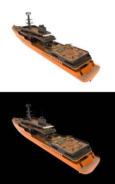 Mega yat afişler için siyah ve beyaz arka planda izole edilmiş. 3d görüntüleme - illüstrasyon