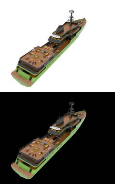 Mega yat afişler için siyah ve beyaz arka planda izole edilmiş. 3d görüntüleme - illüstrasyon