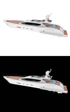 Hızlı süper yat afişler için siyah ve beyaz arka planda izole edilmiş. 3d görüntüleme - illüstrasyon