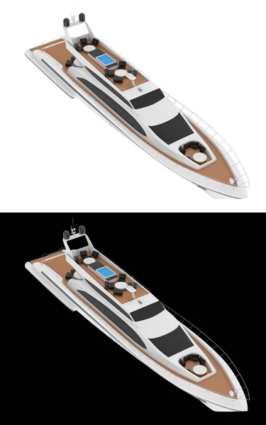 Yacht Lusso Isolato Sfondo Bianco Nero Banner Rendering Illustrazione — Foto Stock