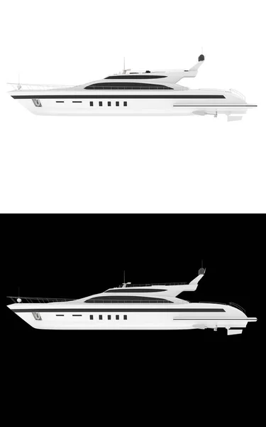 Yacht Lusso Isolato Sfondo Bianco Nero Banner Rendering Illustrazione — Foto Stock